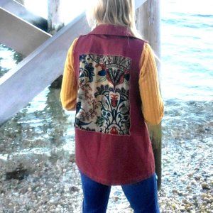 🤘Gimmicks Screen Retro Hippie Burnout Floral Mod Distressed Vest🤘